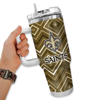 customized new orleans saints bold diamonds gold curved tumbler fashion forward.webp