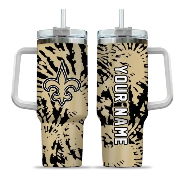 customized new orleans saints burst swirl gold curved tumbler best selling.webp