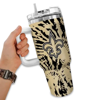 customized new orleans saints burst swirl gold curved tumbler fashion forward.webp