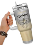 customized new orleans saints gradient dots gold curved tumbler best selling.webp