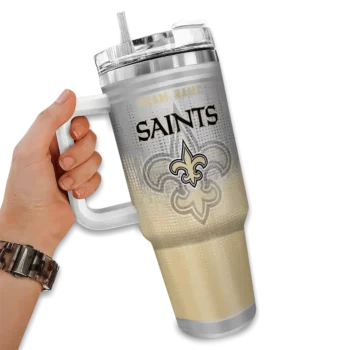 customized new orleans saints gradient dots gold curved tumbler fashion forward.webp