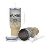 customized new orleans saints gradient dots gold curved tumbler best selling.webp