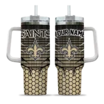 customized new orleans saints hex texture gold curved tumbler best selling.webp