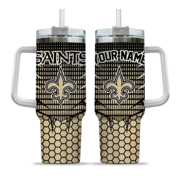 customized new orleans saints hex texture gold curved tumbler best selling.webp