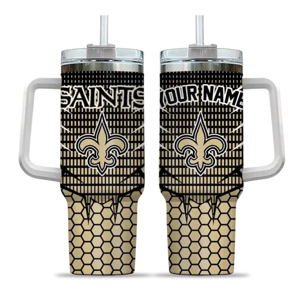 customized new orleans saints hex texture gold curved tumbler best selling.webp