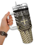 customized new orleans saints hex texture gold curved tumbler best selling.webp