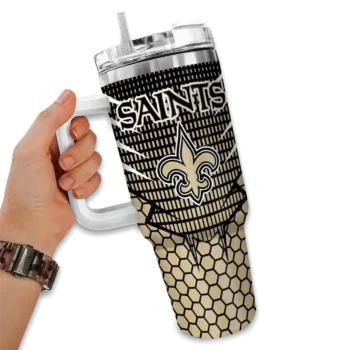 customized new orleans saints hex texture gold curved tumbler fashion forward.webp