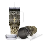 customized new orleans saints hex texture gold curved tumbler best selling.webp