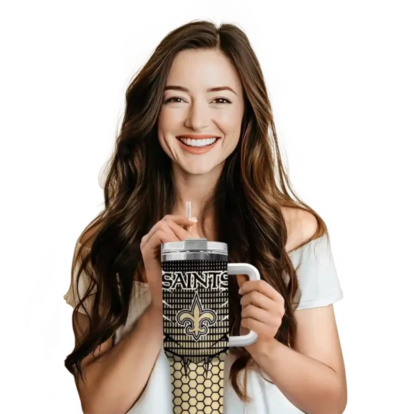 customized new orleans saints hex texture gold curved tumbler premium grade.webp