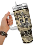 customized new orleans saints honey streaks gold curved tumbler best selling.webp