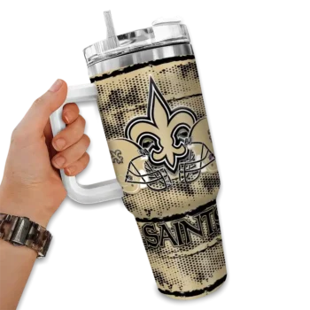 customized new orleans saints honey streaks gold curved tumbler fashion forward.webp