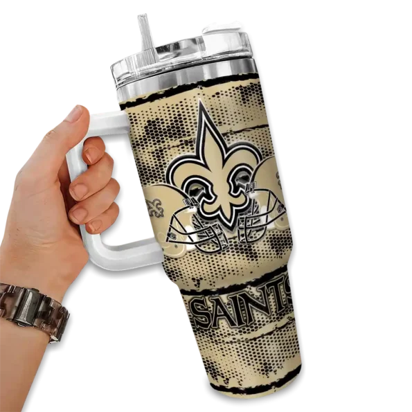 customized new orleans saints honey streaks gold curved tumbler fashion forward.webp