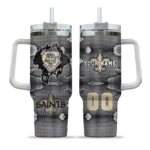 customized new orleans saints superman shield gold gray curved tumbler best selling.webp