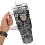 customized new orleans saints superman shield gold gray curved tumbler best selling.webp