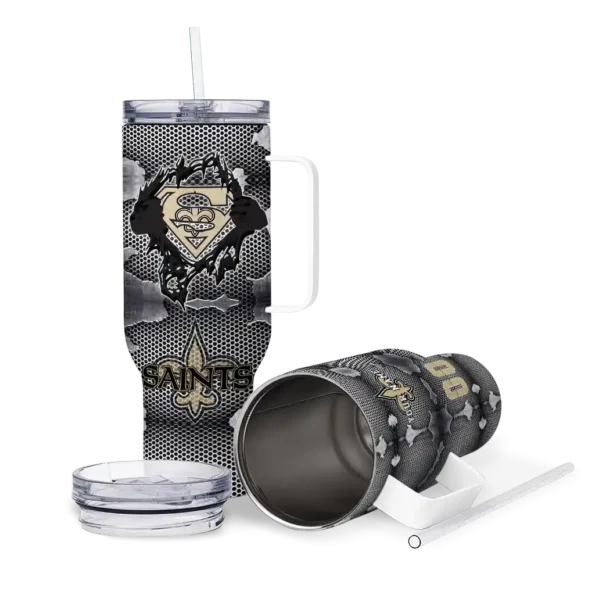customized new orleans saints superman shield gold gray curved tumbler high quality.webp