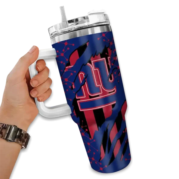 customized new york giants claw cut blue black curved tumbler fashion forward.webp