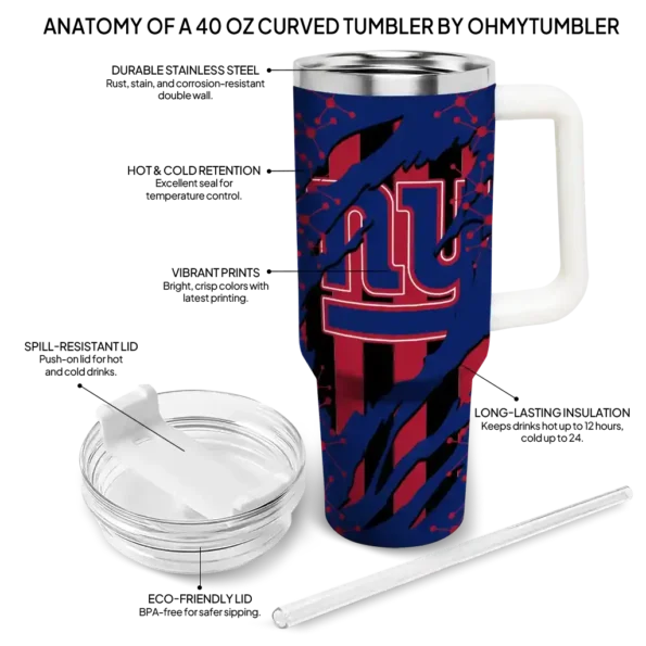 customized new york giants claw cut blue black curved tumbler new arrival.webp