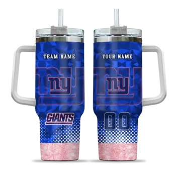 customized new york giants geometric prism blue curved tumbler best selling.webp