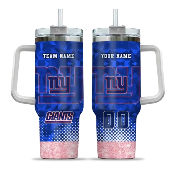 customized new york giants geometric prism blue curved tumbler best selling.webp