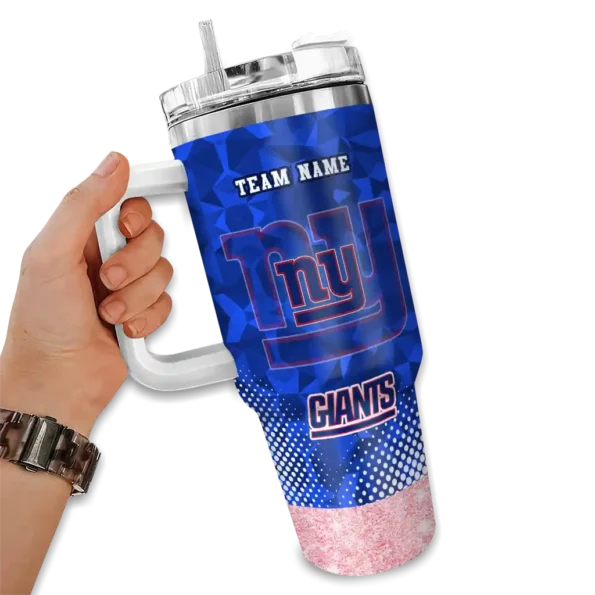 customized new york giants geometric prism blue curved tumbler fashion forward.webp