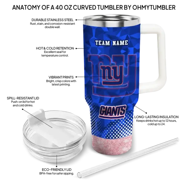 customized new york giants geometric prism blue curved tumbler new arrival.webp