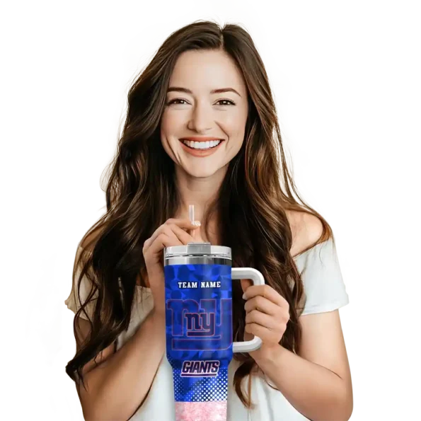customized new york giants geometric prism blue curved tumbler premium grade.webp