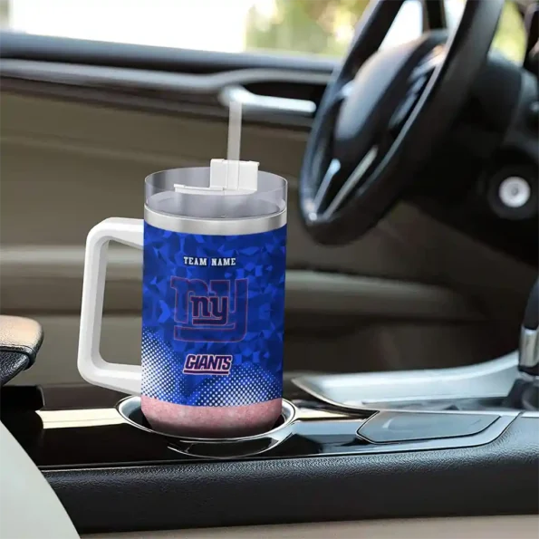 customized new york giants geometric prism blue curved tumbler trendy.webp