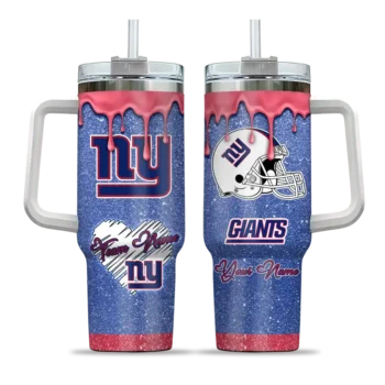 customized new york giants heart helmet motif blue curved tumbler best selling.webp