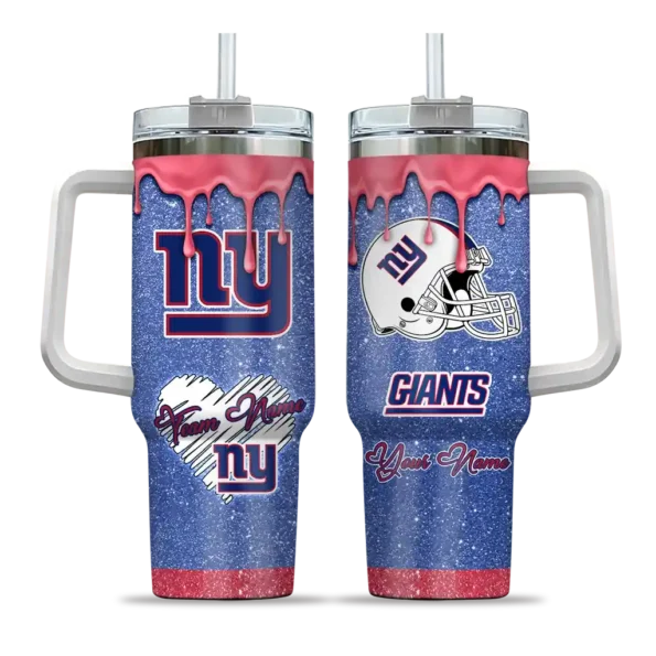 customized new york giants heart helmet motif blue curved tumbler best selling.webp