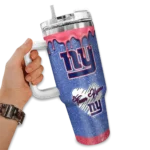 customized new york giants heart helmet motif blue curved tumbler best selling.webp