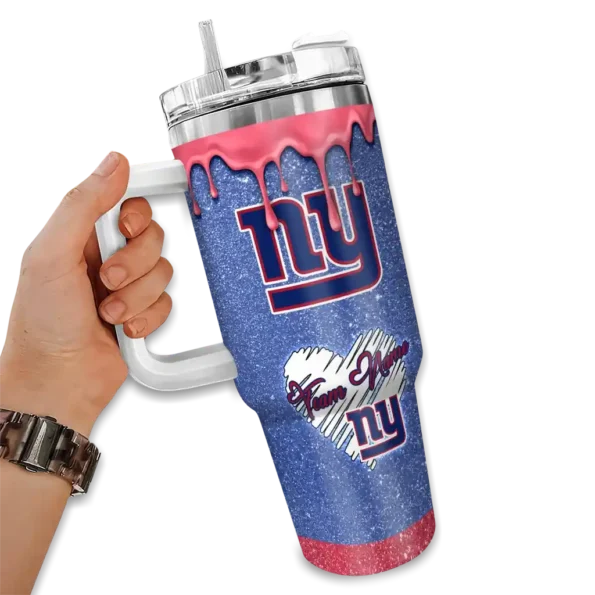 customized new york giants heart helmet motif blue curved tumbler fashion forward.webp