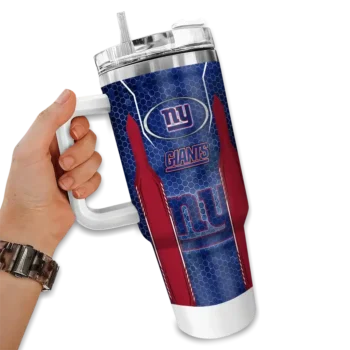 customized new york giants hexagon armor blue curved tumbler fashion forward.webp
