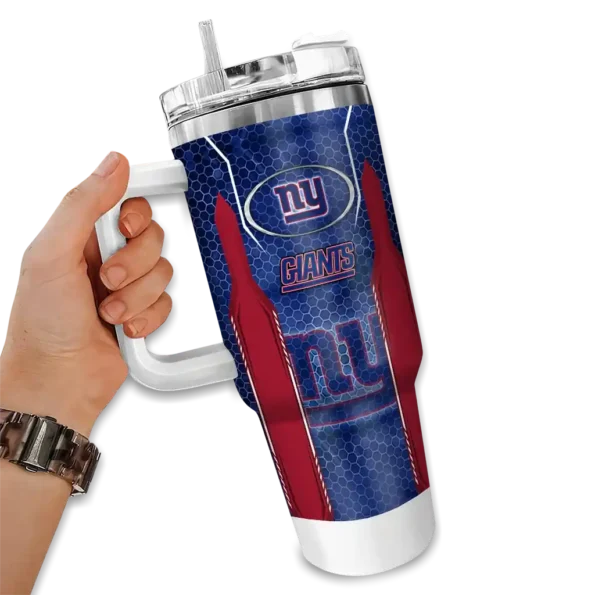 customized new york giants hexagon armor blue curved tumbler fashion forward.webp