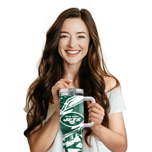 customized new york jets abstract paths green curved tumbler premium grade.webp