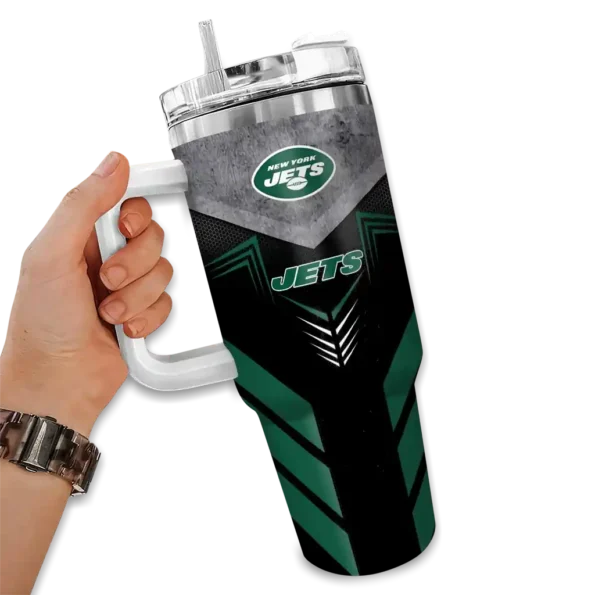 customized new york jets arrow armor green black curved tumbler fashion forward.webp