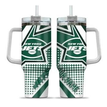 customized new york jets arrow burst green curved tumbler best selling.webp