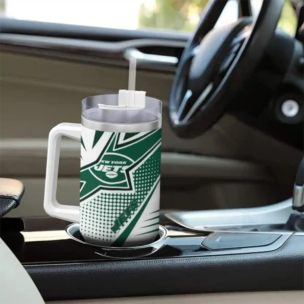 customized new york jets arrow burst green curved tumbler trendy.webp