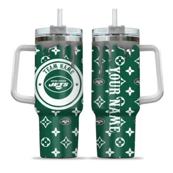 customized new york jets bullseye drips green curved tumbler best selling.webp