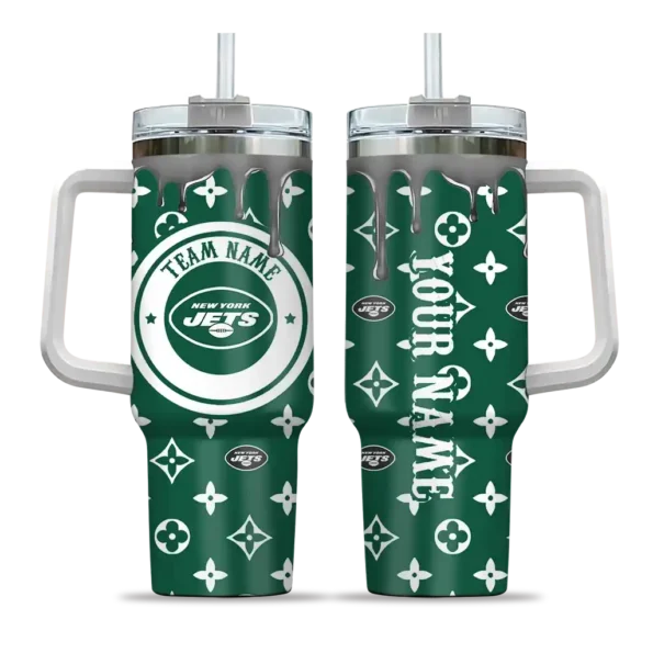 customized new york jets bullseye drips green curved tumbler best selling.webp