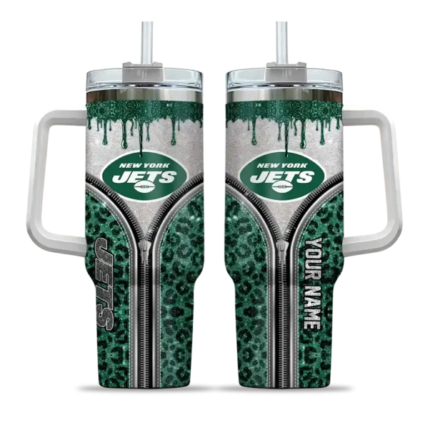 customized new york jets leopard zipper green curved tumbler best selling.webp