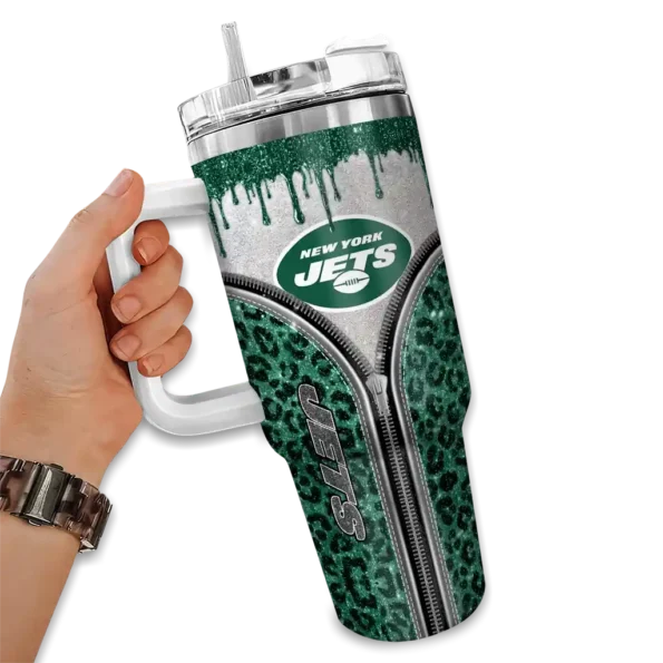customized new york jets leopard zipper green curved tumbler fashion forward.webp