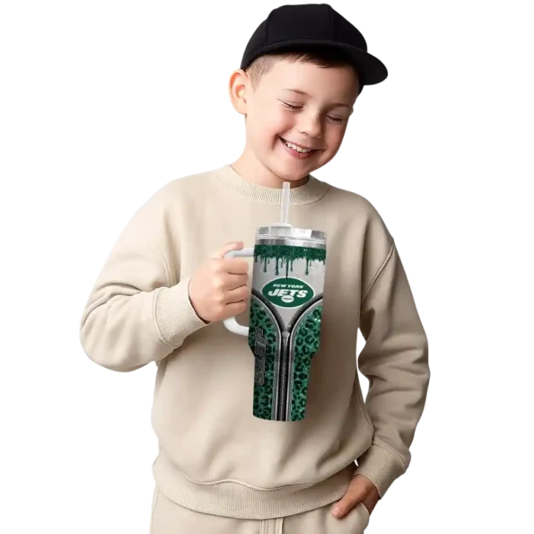 customized new york jets leopard zipper green curved tumbler latest model.webp