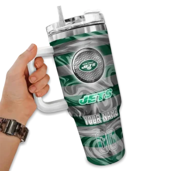customized new york jets marbled stripes green curved tumbler fashion forward.webp