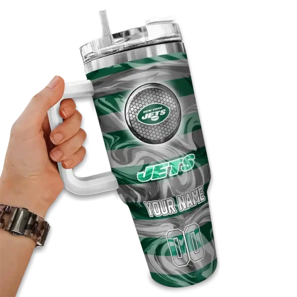 customized new york jets marbled stripes green curved tumbler fashion forward.webp