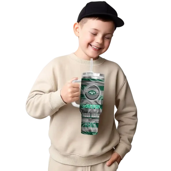 customized new york jets marbled stripes green curved tumbler latest model.webp