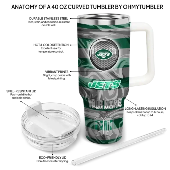 customized new york jets marbled stripes green curved tumbler new arrival.webp
