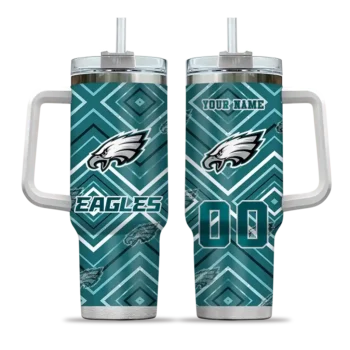 customized philadelphia eagles bold diamonds green curved tumbler best selling.webp