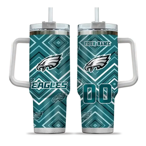 customized philadelphia eagles bold diamonds green curved tumbler best selling.webp