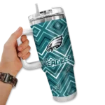 customized philadelphia eagles bold diamonds green curved tumbler best selling.webp