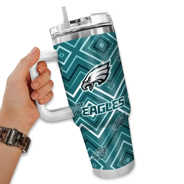 customized philadelphia eagles bold diamonds green curved tumbler fashion forward.webp